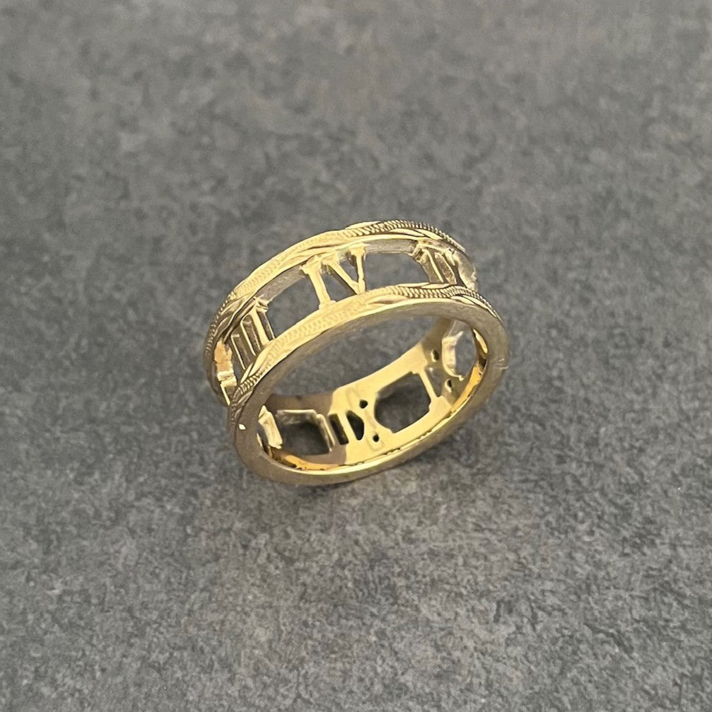 Halo. HAWAIIAN JEWELRY  “Roman Numerals” RING