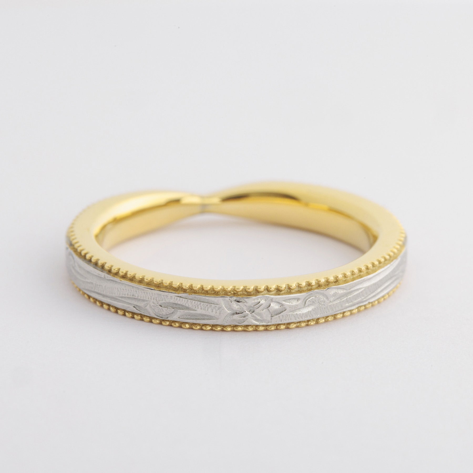 Halo. HAWAIIAN JEWELRY “Millgrain” COMBINATION RING (gold)