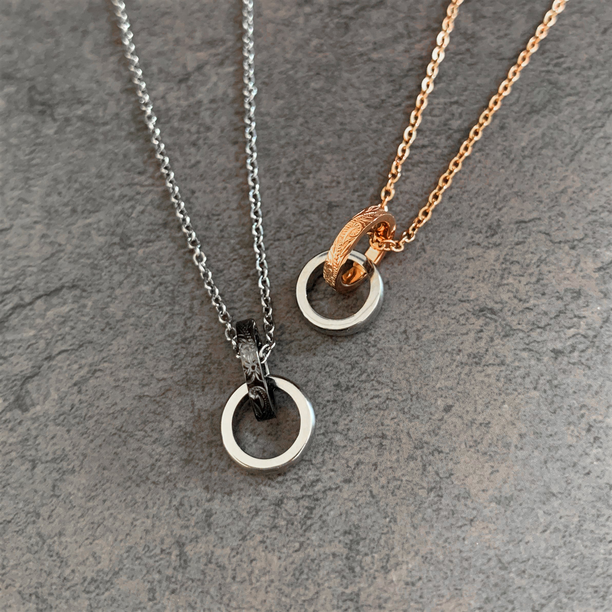 Halo. HAWAIIAN JEWELRY “Double Ring” PENDANT(Siver × Rose Gold)