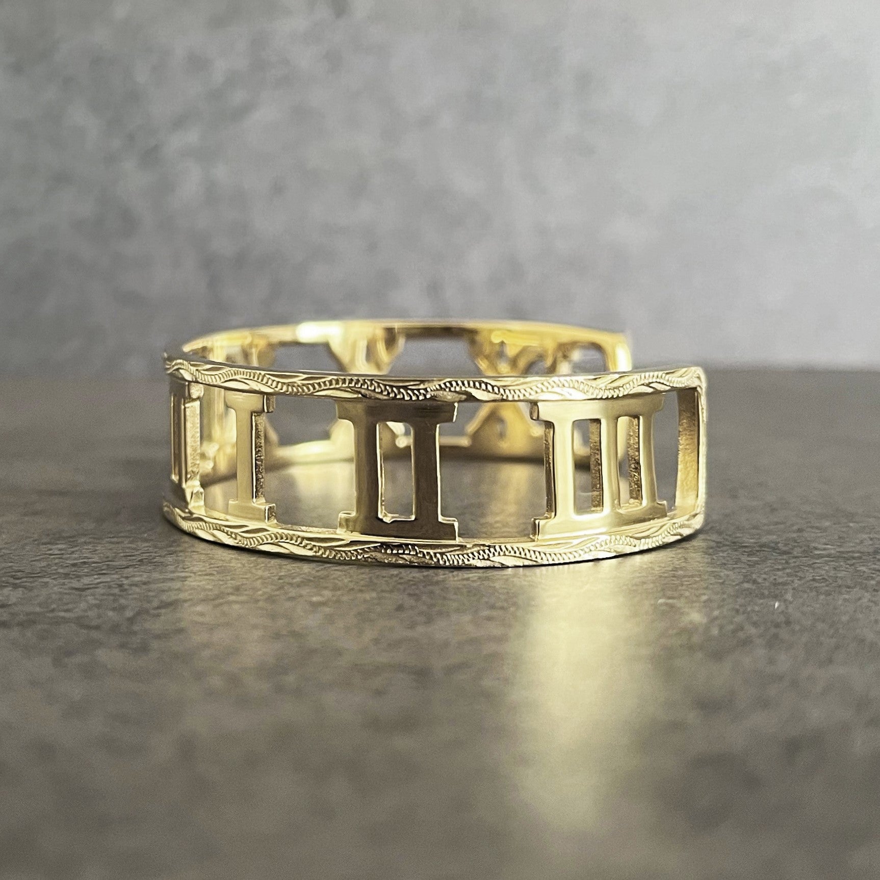 Halo.  HAWAIIAN JEWELRY "Roman Numerals" BANGLE (gold)