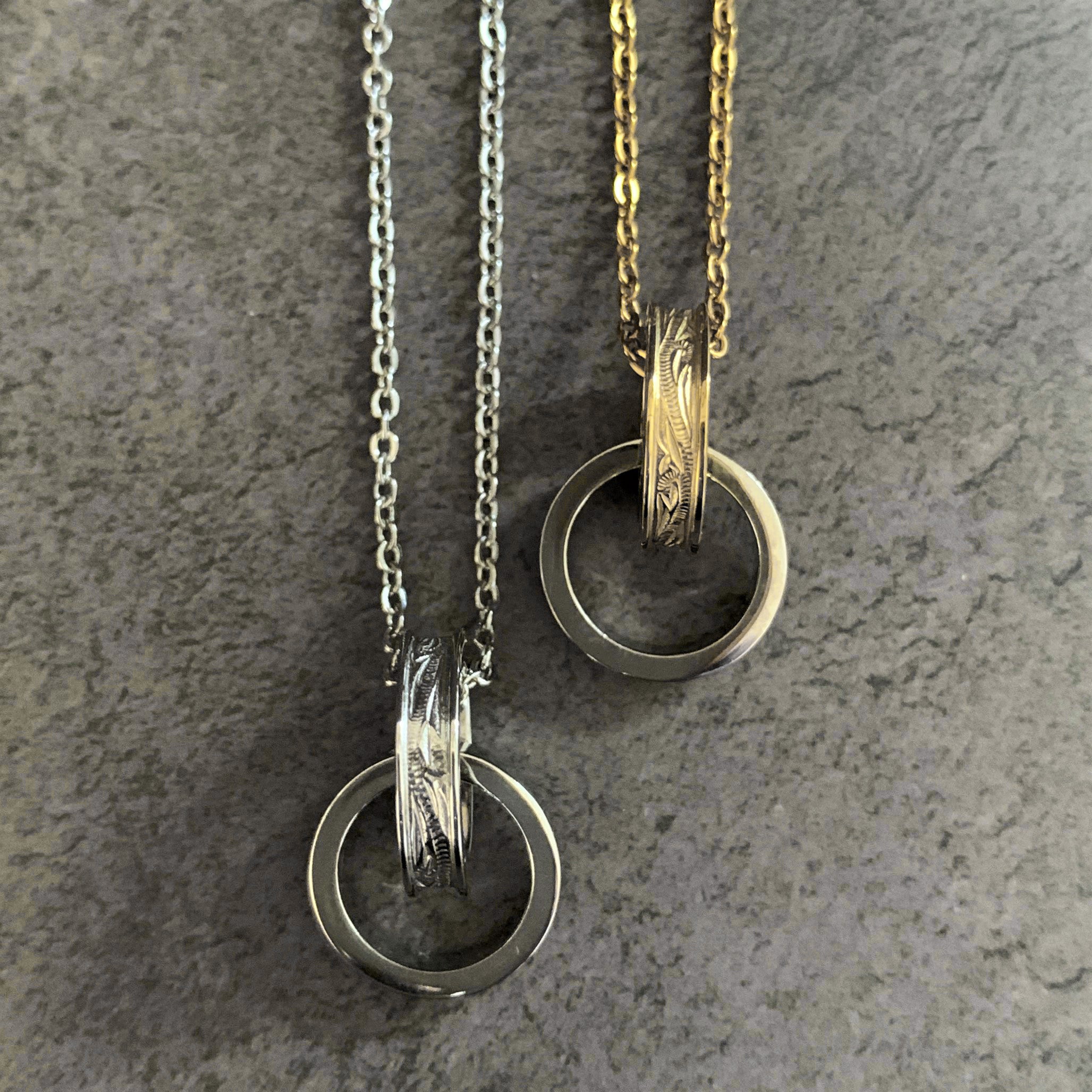 Halo. HAWAIIAN JEWELRY “Flat Double Ring” PENDANT(Silver×Gold)