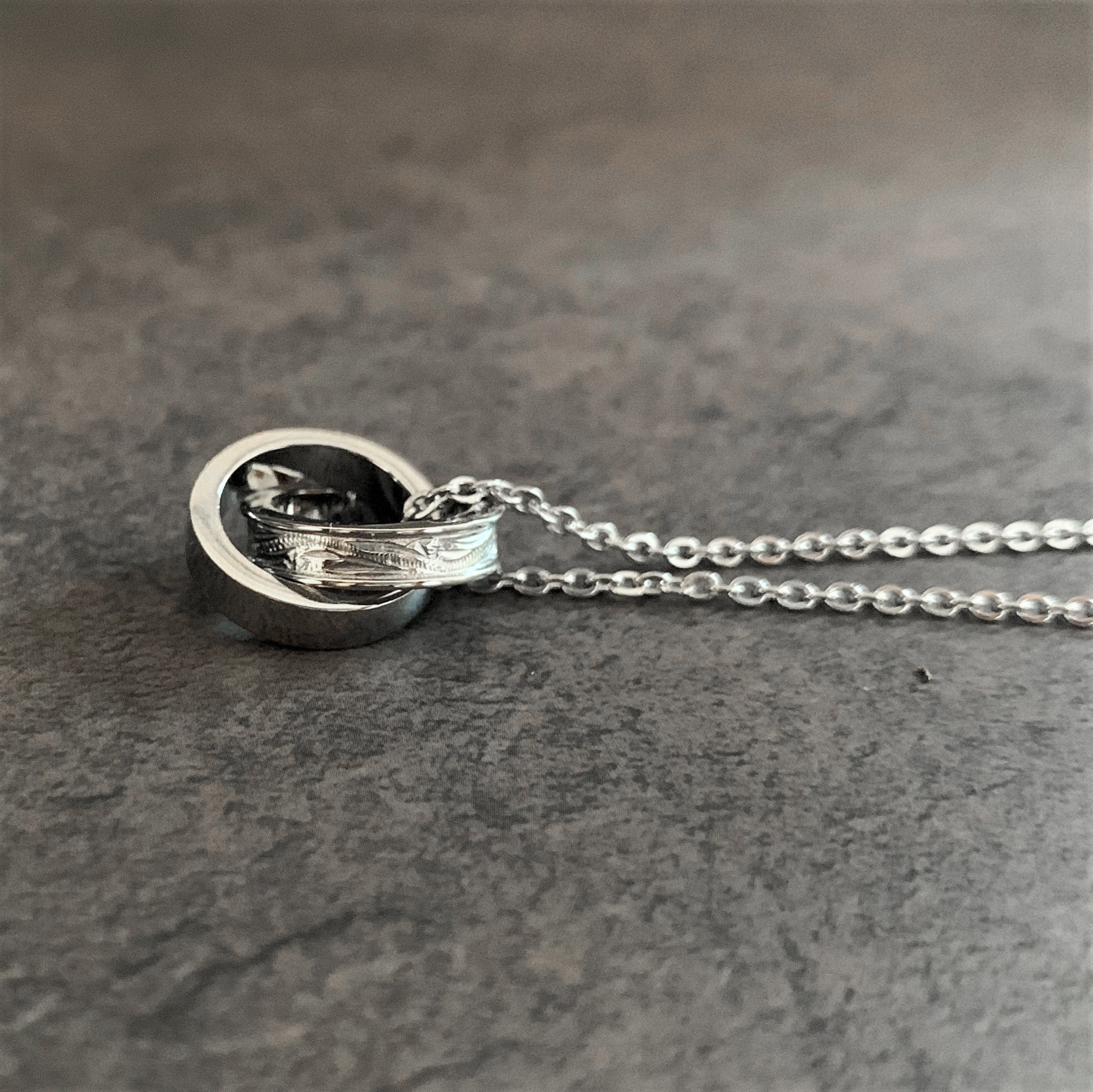 Halo. HAWAIIAN JEWELRY “Flat Double Ring” PENDANT(Silver×Silver)