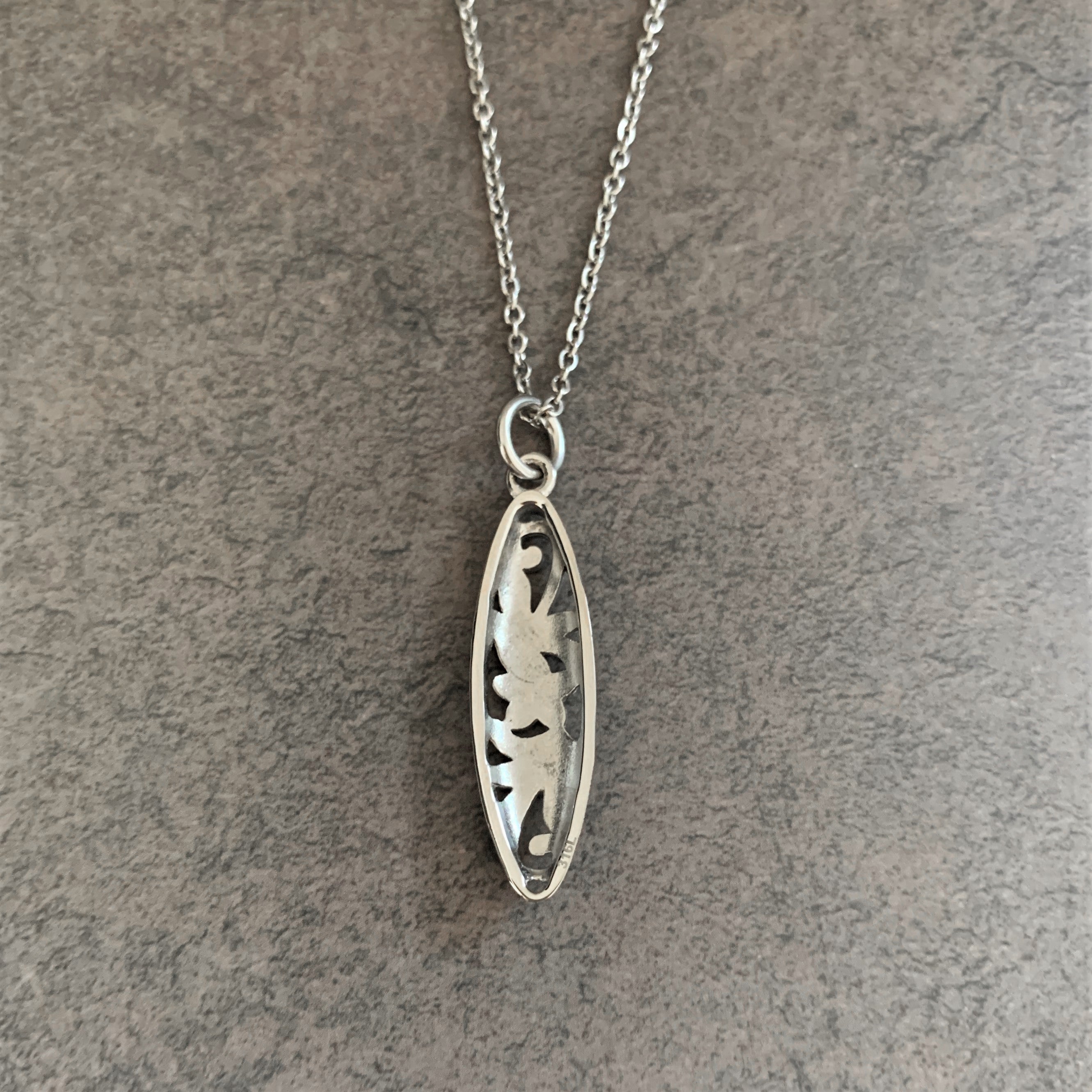 Halo. HAWAIIAN JEWELRY "Openwork Surfboard" PENDANT(Silver)